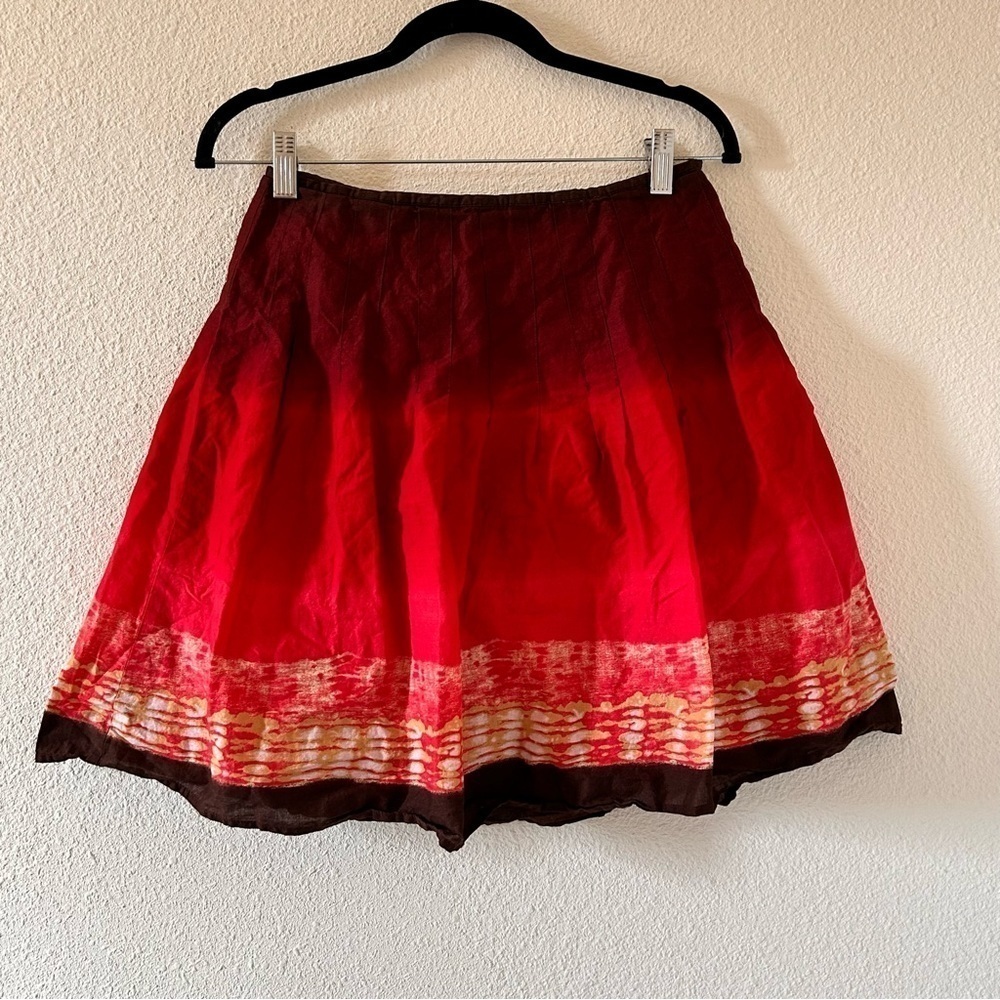 Hillard & Hanson a-line Tie Dye Red Skirt Women Size 4